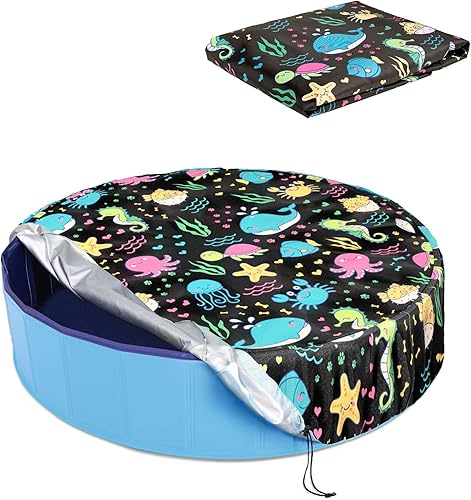 Miniatura 9 de Cubierta plegable redonda para piscina para perros, para bañera plegable de 32 pulgadas, 63 pulgadas, 48 pulgadas, revestimiento de PVC, impermeable