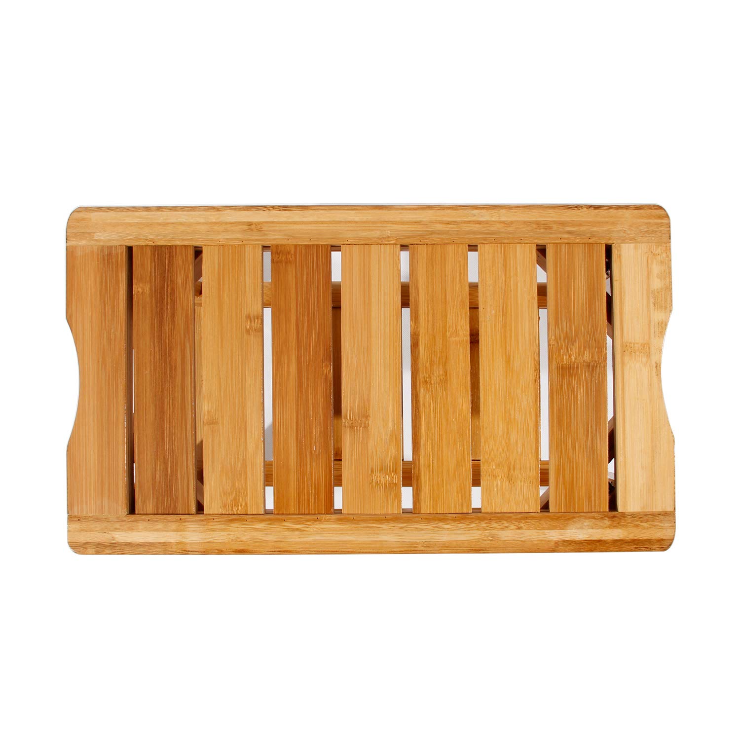 SogesHome Banc de Douche en Bambou, Tabouret de Salle de Bain 2 Niveaux, Siège de Douche Antidérapant et Imperméable, Tabouret de Bain avec Étagère de Rangement, 47,5 x 26 x 44,5 cm