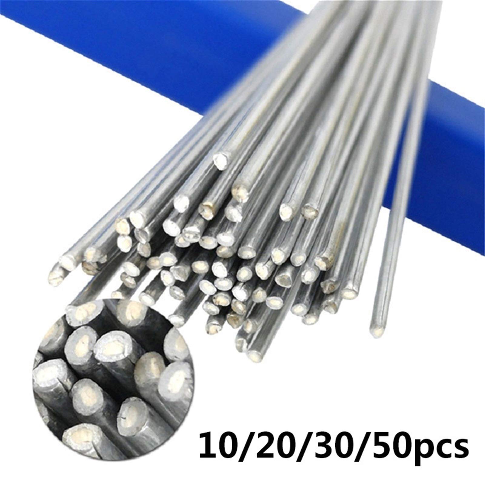 Aluminiowy drut spawalniczy, aluminiowy niskotemperaturowy Opakowanie 50 cm z wieloma średnicami i pudełkiem do przechowywania(50pcs 2.0mm)