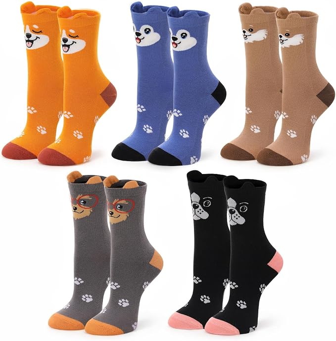 Medias divertidas para mujer, 5 pares, diseños de animales, regalo divertido miniatura 8