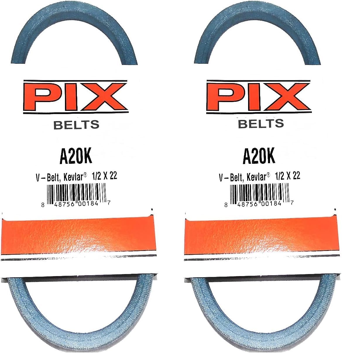 2Pk A20K PIX Drive Belts (1/2"x22") Made with Kevlar Compatible with Troy Bilt GW-1128, 1710812, 1710957
