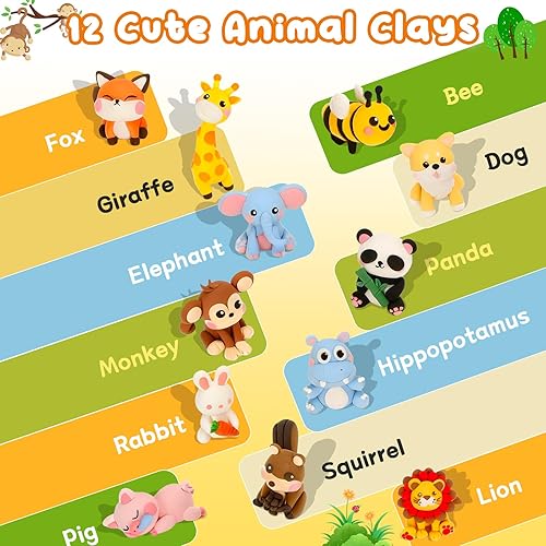 Miniatura 3 de Kits de arcilla seca al aire, 12 arcilla de modelado para niños, artes y manualidades para niños, seguros y no tóxicos con herramientas de escultura