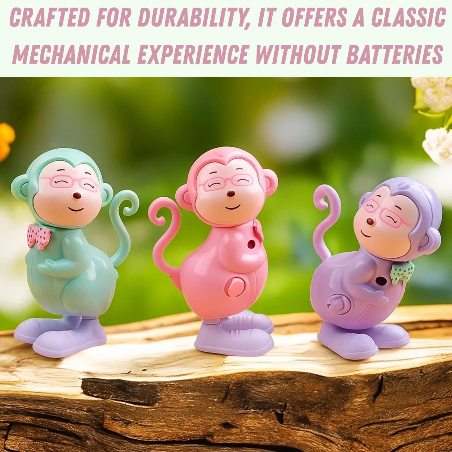 GRAPHENE Jumping Monkey Key Operated Wind Up Toy for Kids Toddlers Colorful Funny Moving Toys for Babies 6-12 Months Battery Free Dancing Toy (Pack of 1) 1