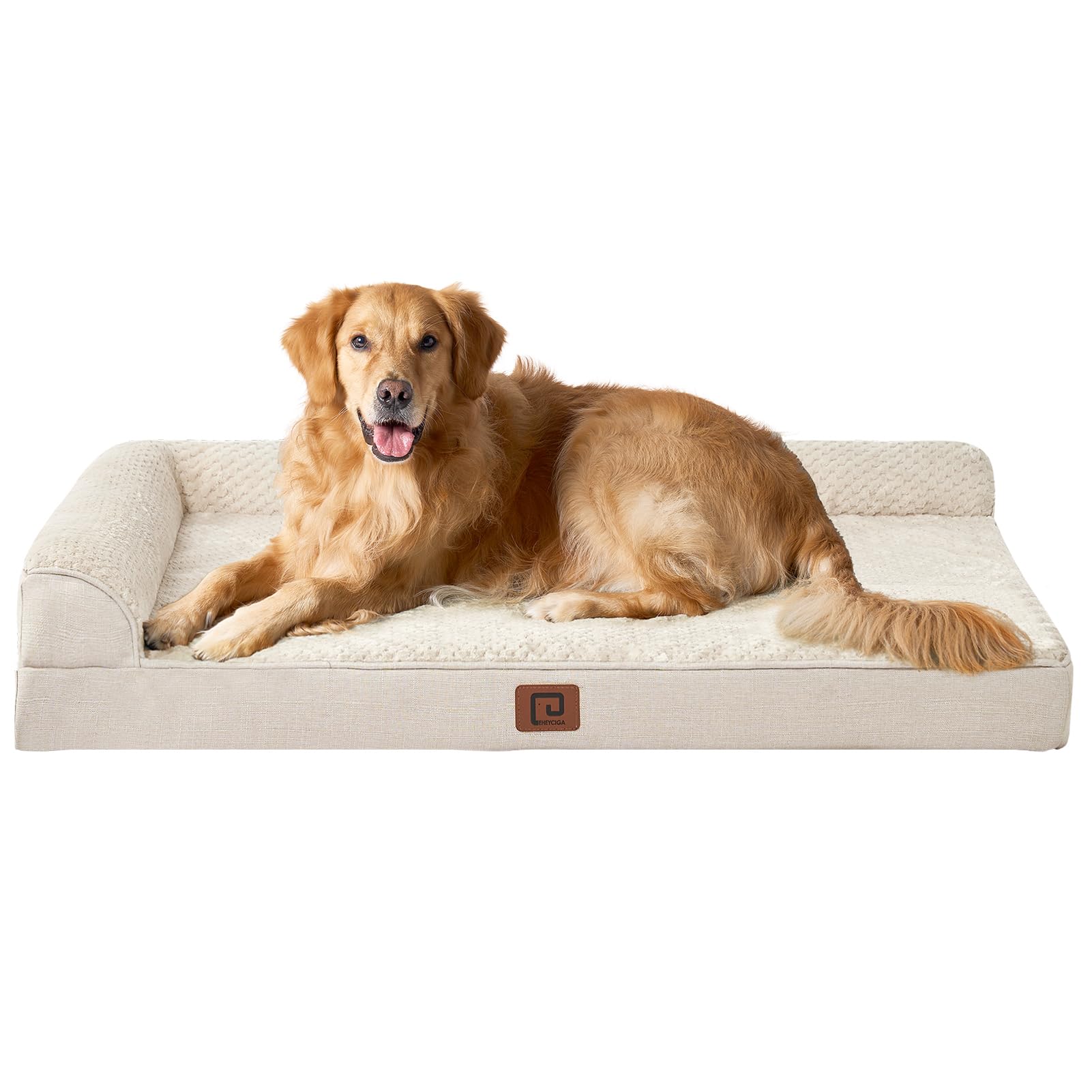 EHEYCIGA Memory Foam Dog Bed XLarge Sized Dogs, Extra Large Dog Bed Orthopedic with Washable Removable Cover, Waterproof XL Pet Bed Couch, 44x33x6 Inches, Beige