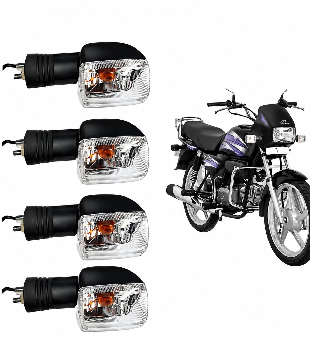 Indicator Assembly for Splendor Pro Bike | Front & Rear Turn Signal Light with Copper Wire | Durable Bike Indicator Set (Pack of 4)-image-43