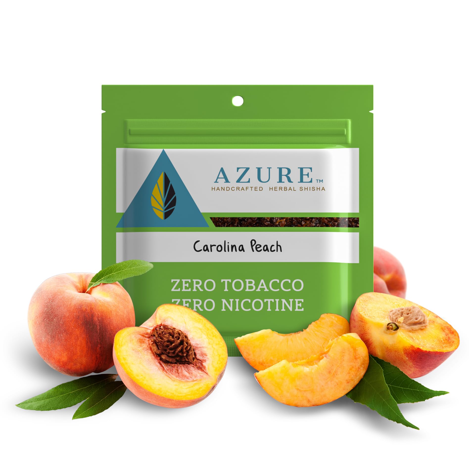 Azure® Premium Tea Leaf Mixed Herbal line Hookah Flavor | Hookah Tobacco and Nicotine Free |100G / Resealable Pouch Shisha Hookah Flavors (Carolina Peach)