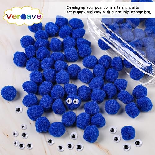 Miniatura 3 de Veroave 150 pompones pequeños de 1 pulgada azul oscuro para manualidades, bolas de soplo, artes y manualidades, para decoración de manualidades