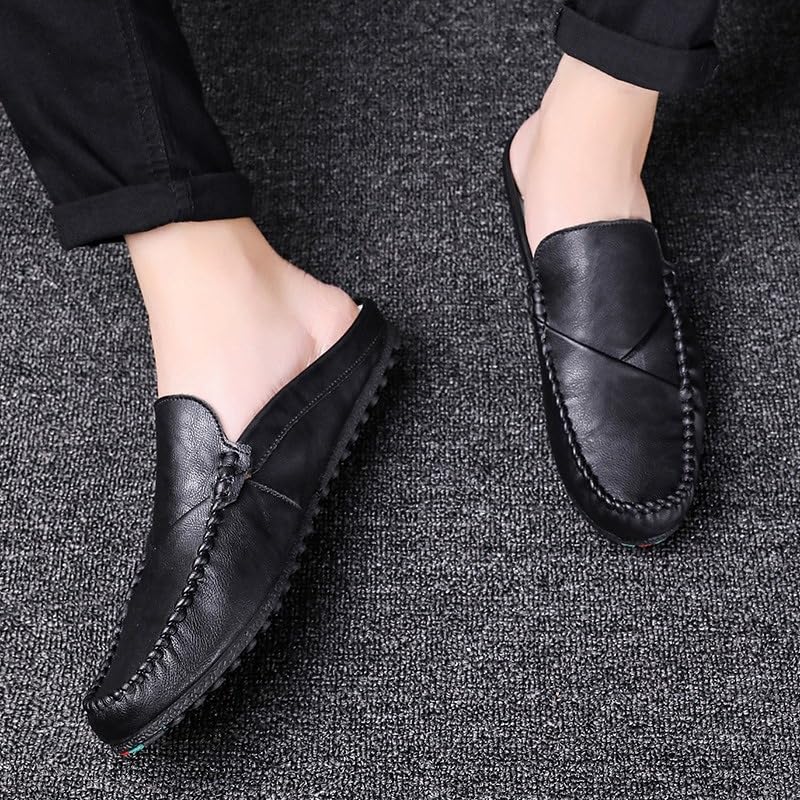 Men's Loafers Shoes Solid Color Round Toe Vegan Leather Half Loafers Shoes Flexible Comfortable Flat Heel Prom Slip On4