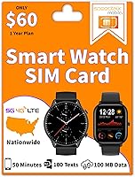 Vista 1 de Tarjeta SIM para reloj inteligente – Compatible con relojes inteligentes y wearables 5G 4G LTE GSM – 1 año de servicio