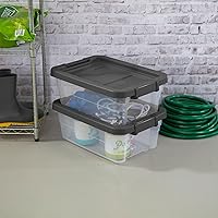 Vista 8 de Sterilite Paquete de 6 cajas apilables modulares, contenedores de almacenamiento de plástico transparente duraderos con tapas de cierre, 16 cuartos
