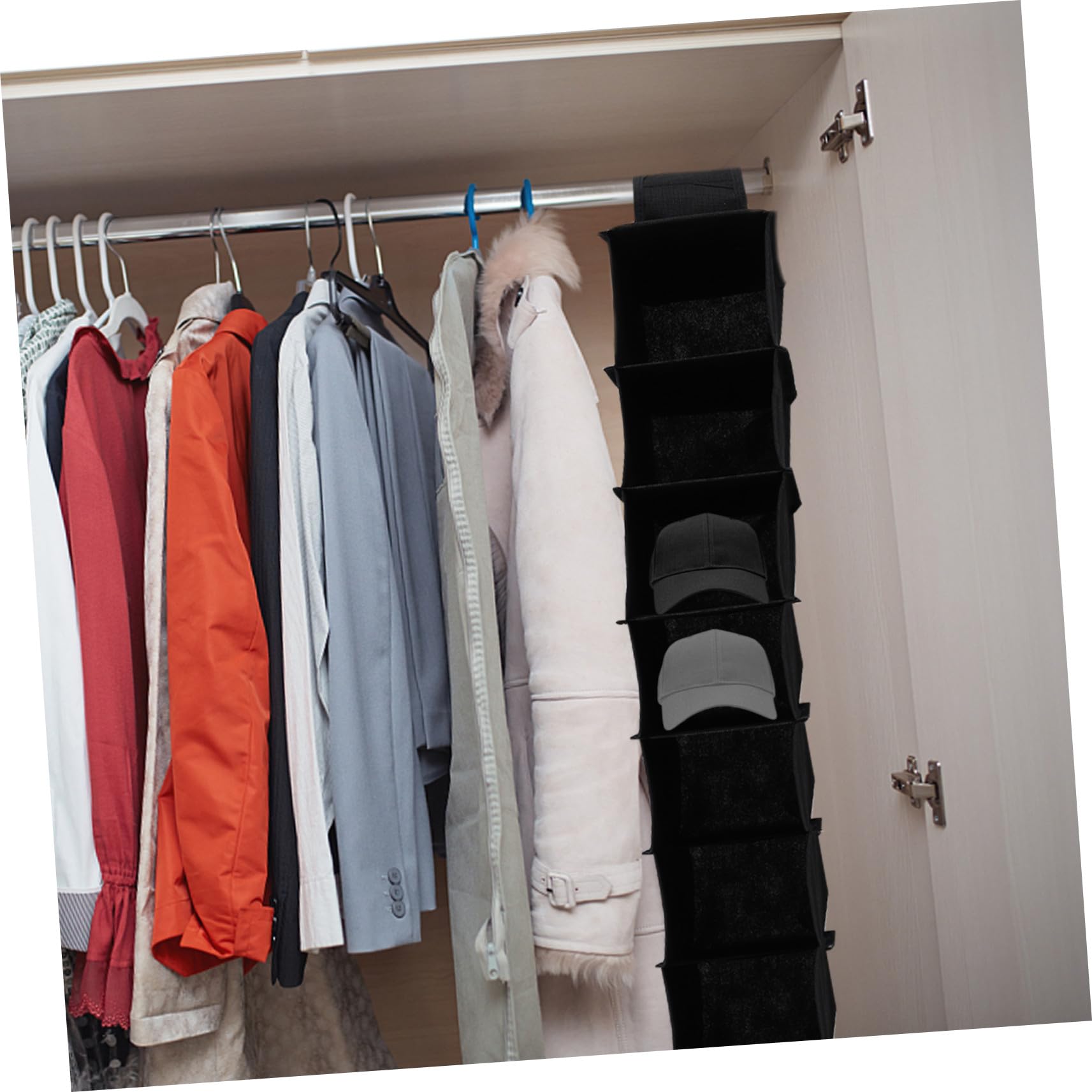 Bolsa Colgante para Armario 10 Rejillas Tela Poliéster Resistente Organizador de Ropa Interior y Calcetines para Dormitorio Uso Doméstico Negro
