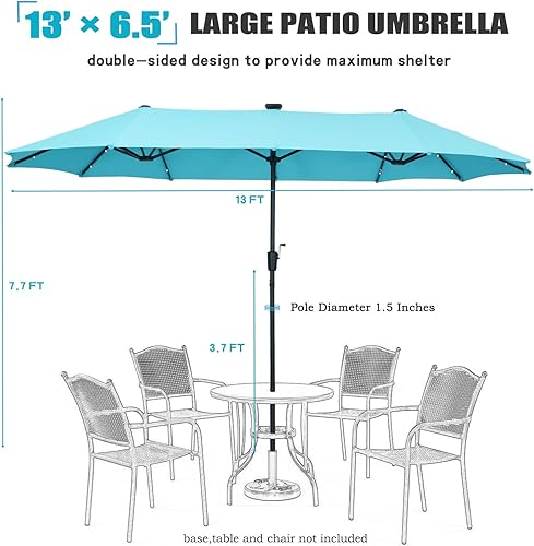 Miniatura 6 de Joppoint Sombrilla de patio, sombrilla grande de doble cara de 1315 pies para exteriores, con luces solares, para piscina, jardín, terraza y patio