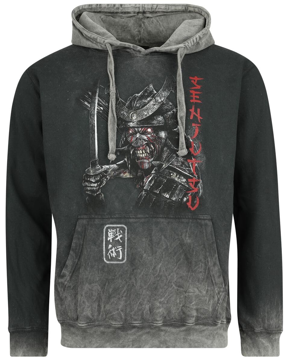 Iron Maiden Hombre Sudadera con Capucha Gris 100% algodón Regular