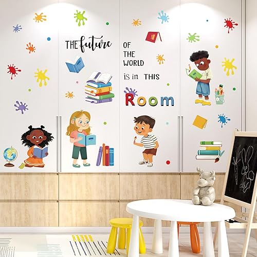Miniatura 3 de decalmile Calcomanías de pared coloridas con citas inspiradoras, libros de lectura, calcomanías de pared para habitación de niños, aula, sala de