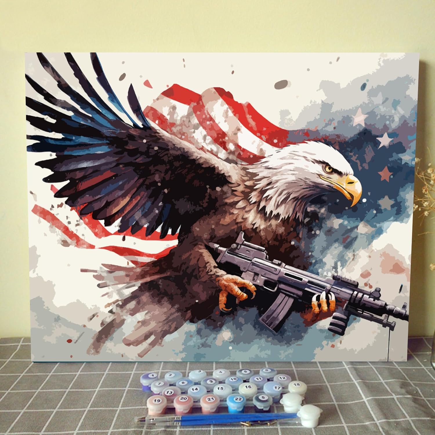 Tucocoo Fighting Eagle DIY Paint by Numbers for Adults Beginner Kids,Oil Painting Acrylic Paint by Numbes Kits on Canvas, Painting Kit Gifts Arts Crafts for Home Decor 16x20inch Without Frame