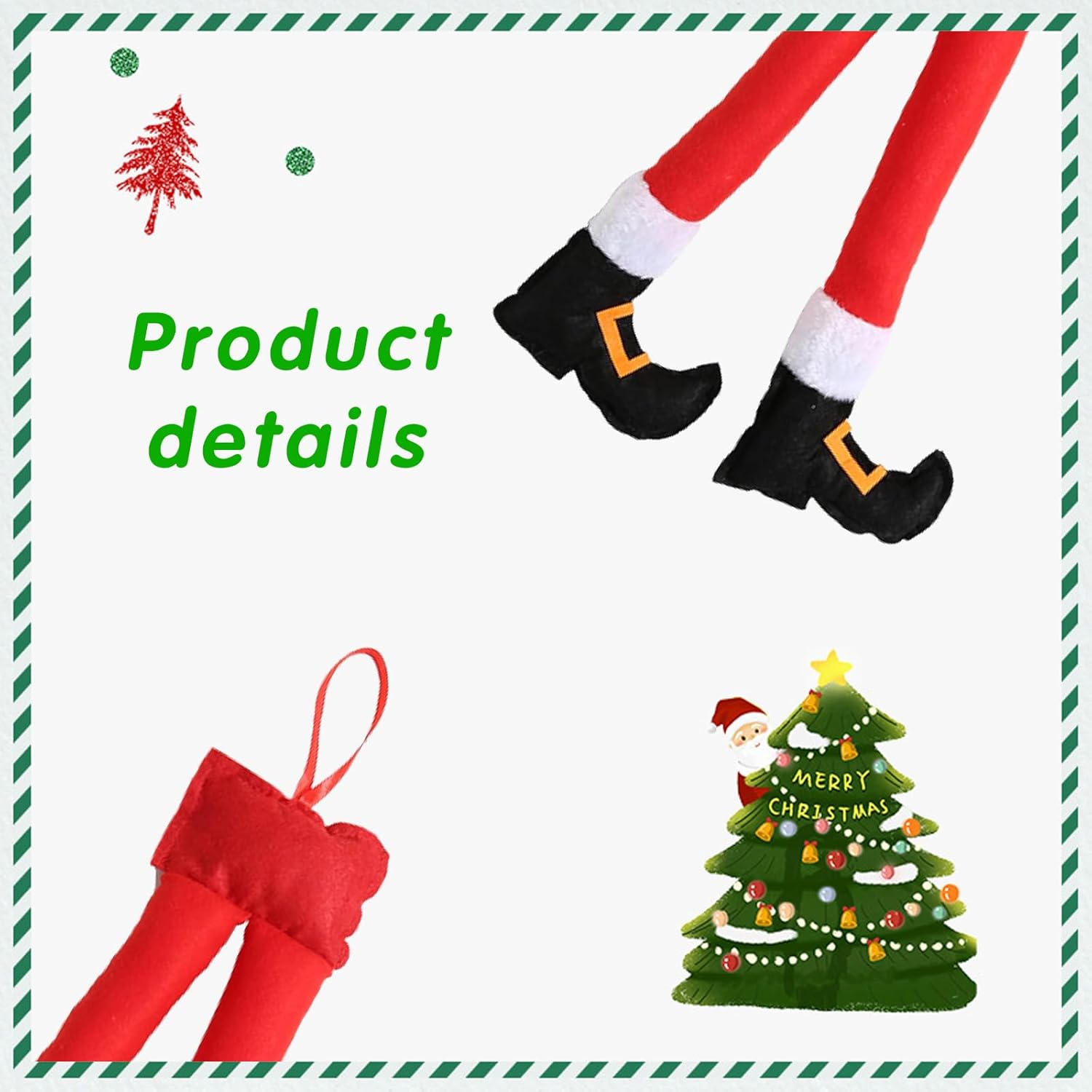 ijuicy 1 PC Christmas Elf Legs, Santa Claus Elf Legs, Car Trunk Christmas Decorations, Christmas Plush Decorations, Universal Car Accessories for Winter Holiday (Red)