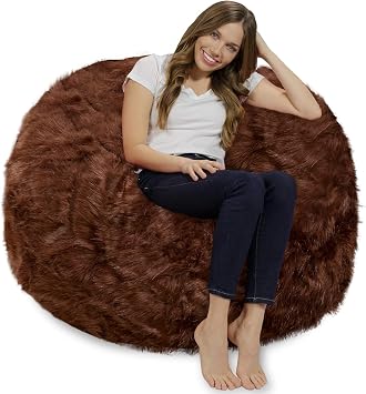 Chill Sack - Bean Bags Memory Foam Bean Bag Chair, 4-Feet Plush Faux Fur Cover