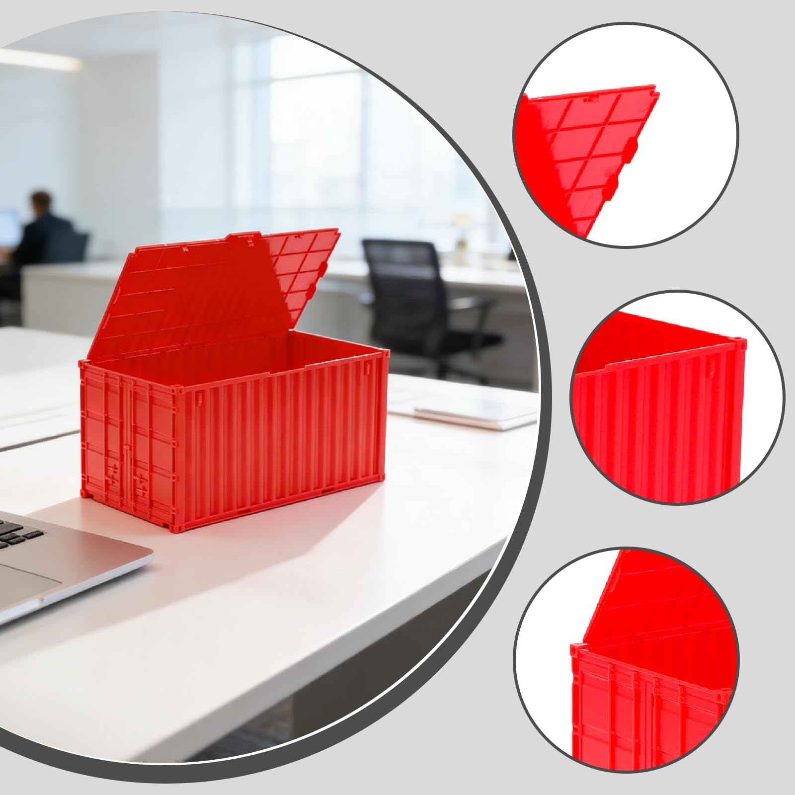 Miniature Conteneur Miniature Conteneur Industriel Mini Boîte Rangement Organisateur Créatif Industriel Matériau Pp Convient à L'Organi, Rouge