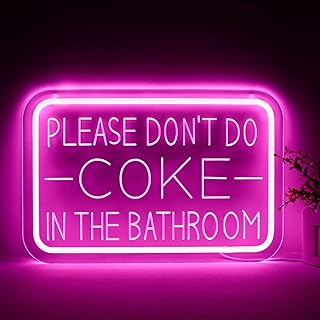 Please Don’t Do Coke in the Bathroom Neon Sign for Wall Art，Led Neon Light Decoration of Bathrooms in Bars and Clubs，Restroom、funny bathroom decor，Gifts for Teen Boys
