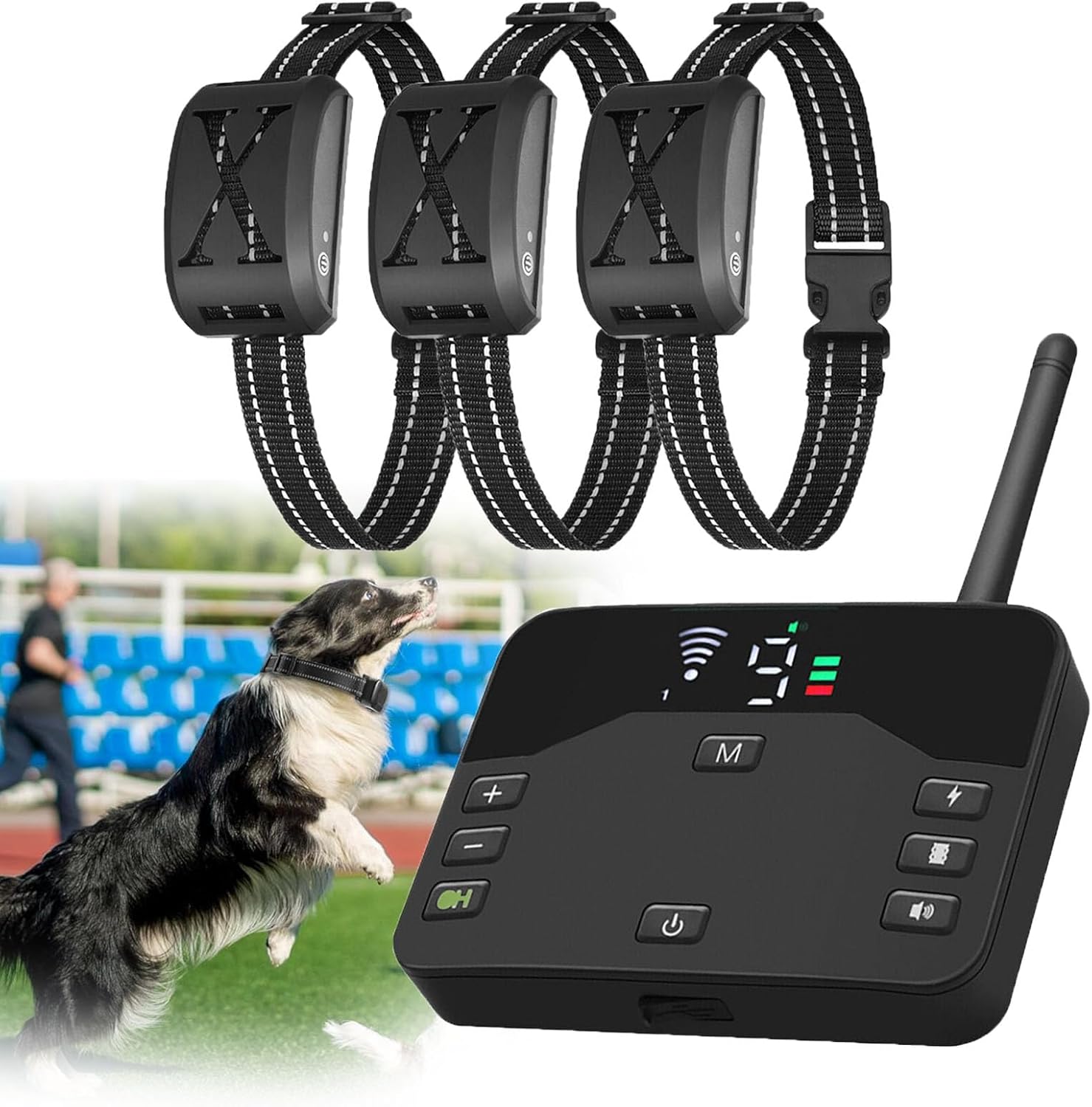 Wireless Dog Fence, Outdoor Pet Electric Fence Containment System, with Vibration & Shock Waterproof Dogs Training Collar, Safe Effective Electric Dog Boundary Container, For All Dogs,for3dogs