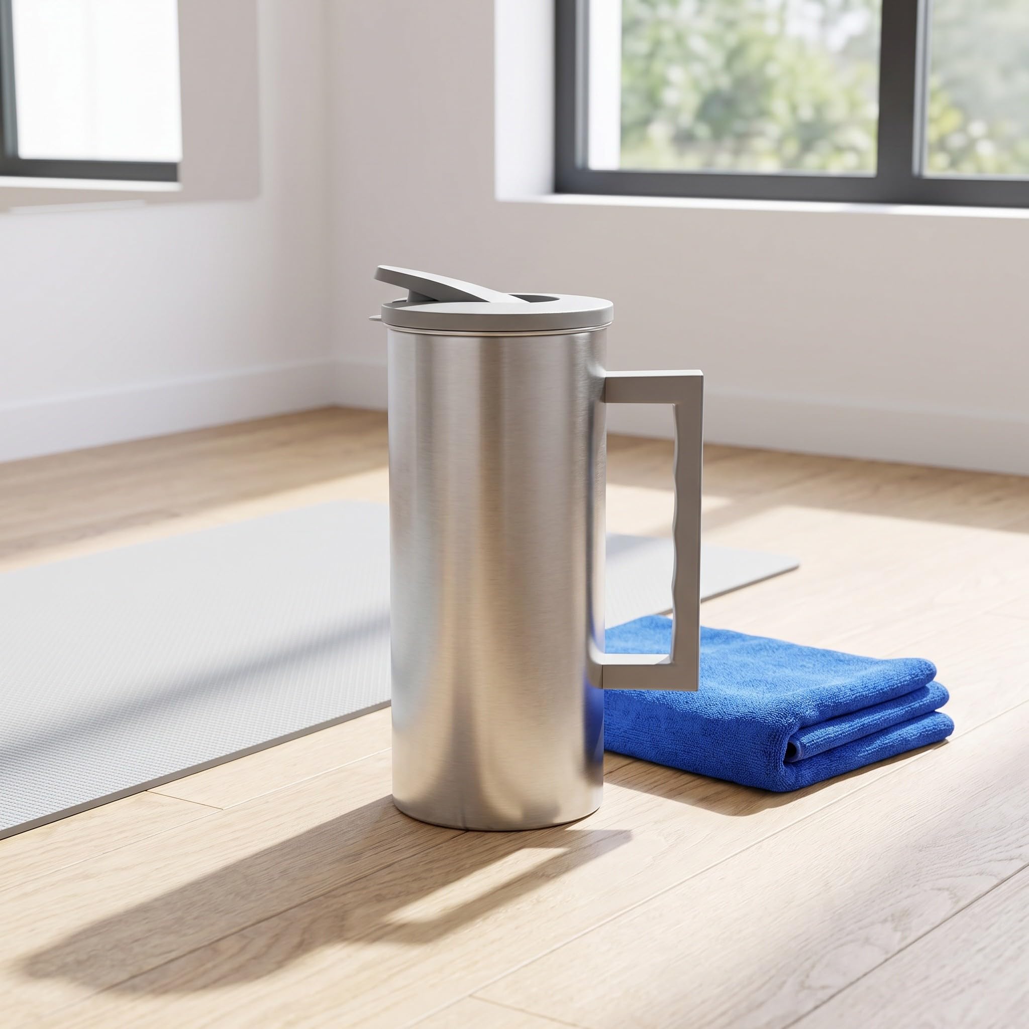 Zerodeko 2 caraffe in acciaio inox con coperchio, grande brocca per acqua