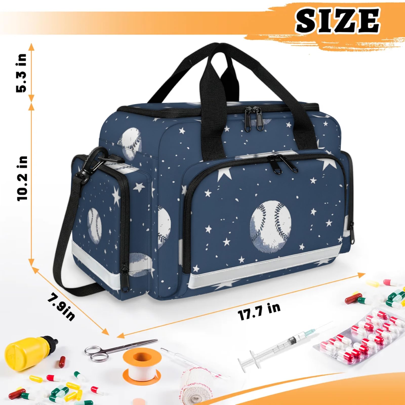 GzLeyigou First Aid Bags Empty, Graffiti Baseball Emergency Bag First Aid Kit Multiple Compartment Kit Carrier On Call Trauma Bag For Paramedics Emergency Medical Supplies Kit