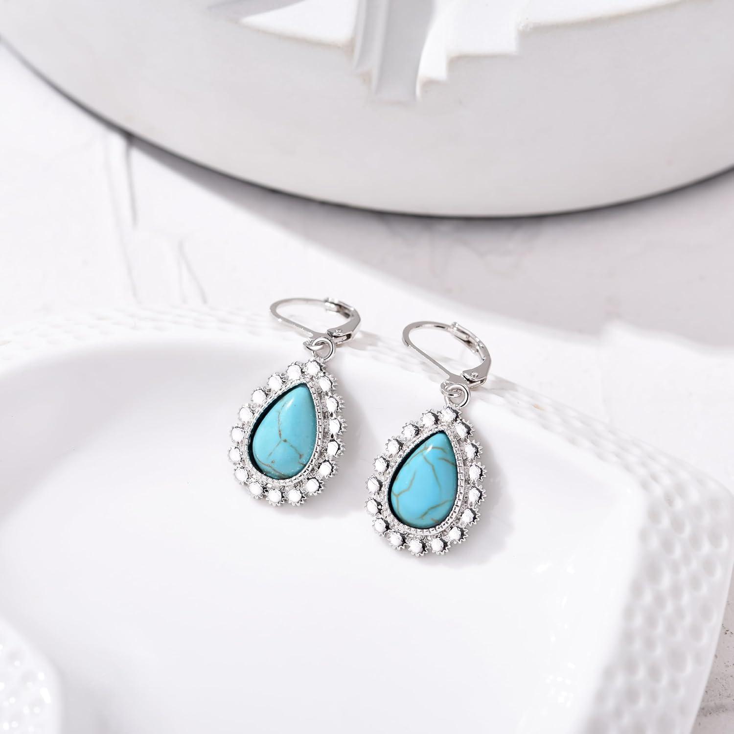 Turquoise Bohemian Dangle Earrings for Women Turquoise Drop Earrings Boho Healing Stone Earrings Jewelry Gifts - Image 4