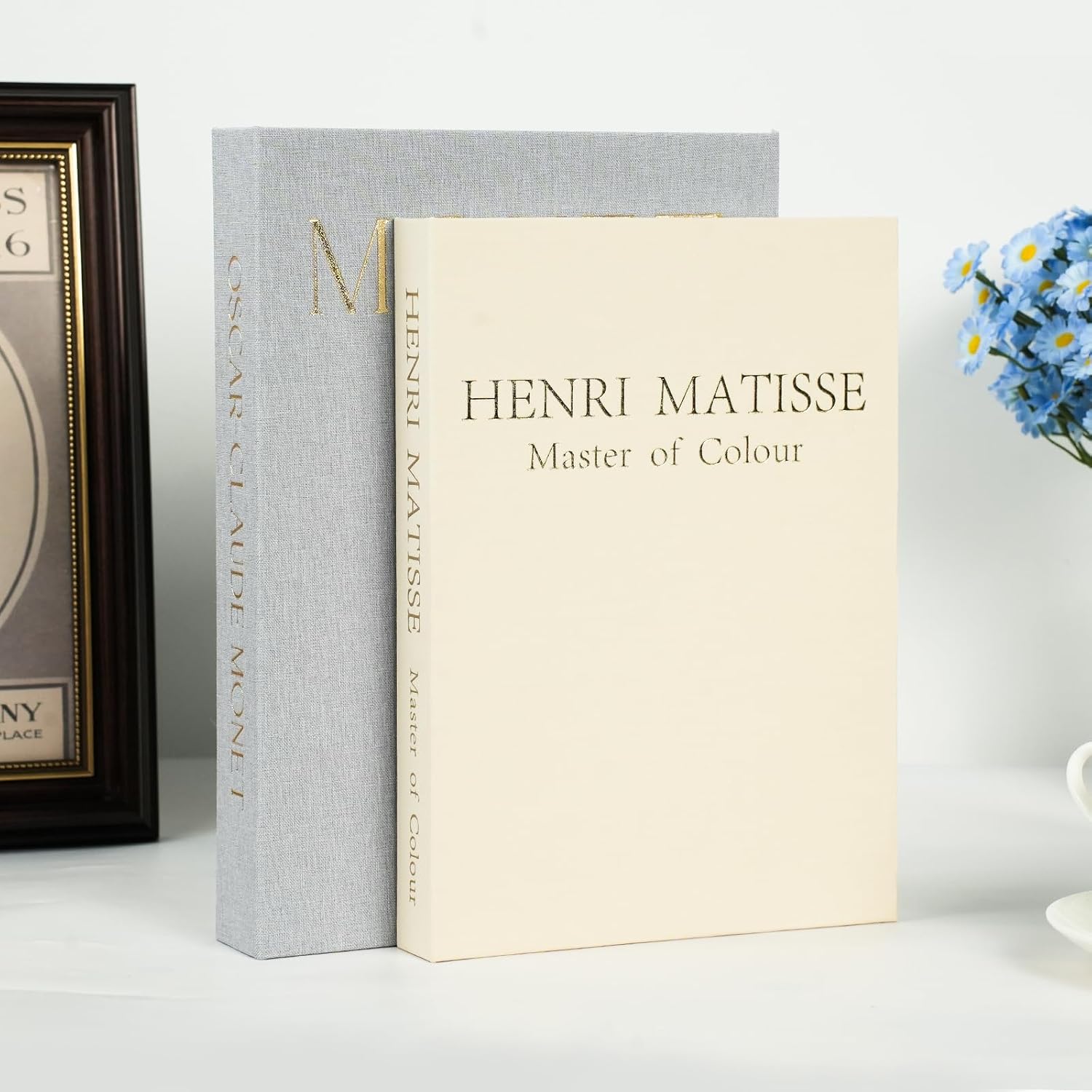 2 Pack Decorative Books Storage Boxes,Vintage Faux Books for Coffee Table,Bookshelf & Home Decor,Aesthetic Mini Book Set for Shelf Display & Keepsake Storage,Grey