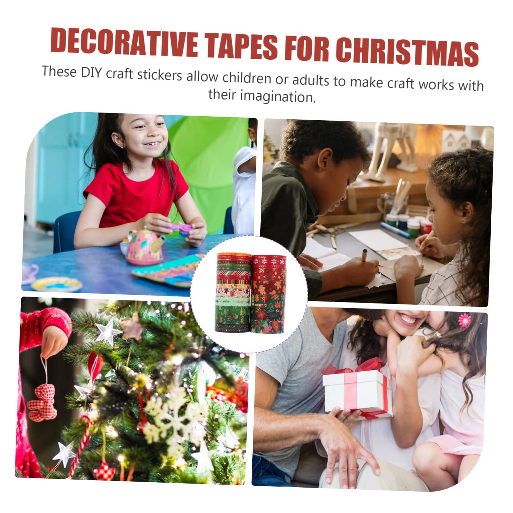 VILLCASE 5 Juegos Cinta Washi Navideña Cintas De Cuaderno Cinta De Manualidades Navideñas Pegatinas Navideñas Christmas Stickers Cinta De Papel Washi De Navidad Cintas Adhesivas 21 Rollos*5
