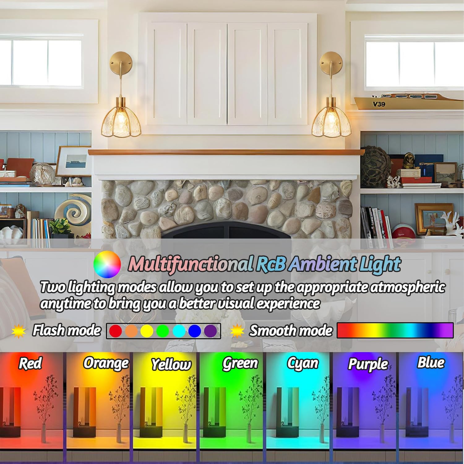 KZT E27 Wandleuchte Innen mit Fernbedienung RGB Dimmable Modern Wandleuchte Kristall Modern Wandbeleuchtung Wandb Efestigung Leselampe Innenbeleuchtung für Schlafzimmer Wohnzimmer Flur Kinder (2 Pcs)