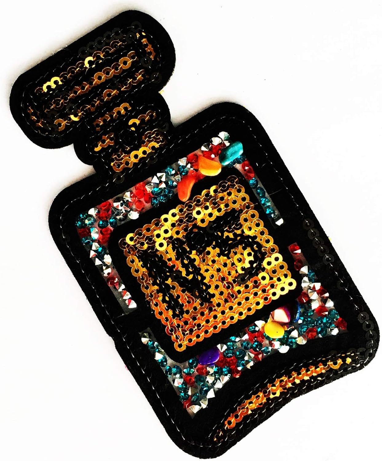2.5X4.25 INCH Perfume Bottle No 5 for Women Sexy Lady Sequins Diamond Jewelry Cartoon Embroidered Iron On/Sew On Patch Logo for Clothes Bag T-Shirt Jeans Biker Badge Applique (Fantasy Cartoon 012)
