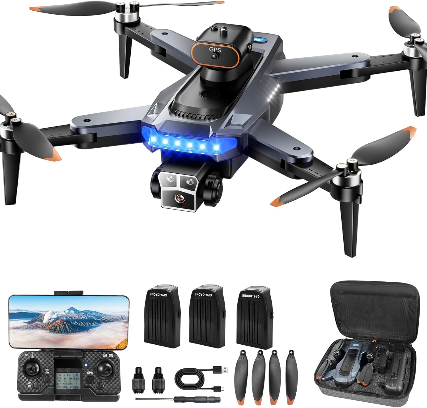 drone professionale con camera 4k per principianti e adulti, durata batteria 15 minuti