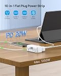 TROND Surge Protector Power Bar with PD 20W USB C, 6 Multiple Outlet 5ft | 900J Desktop Power Bar, Small Flat Plug Extension Cord Indoor, Wall Mount for Dorm Room Home Office Essentials, White