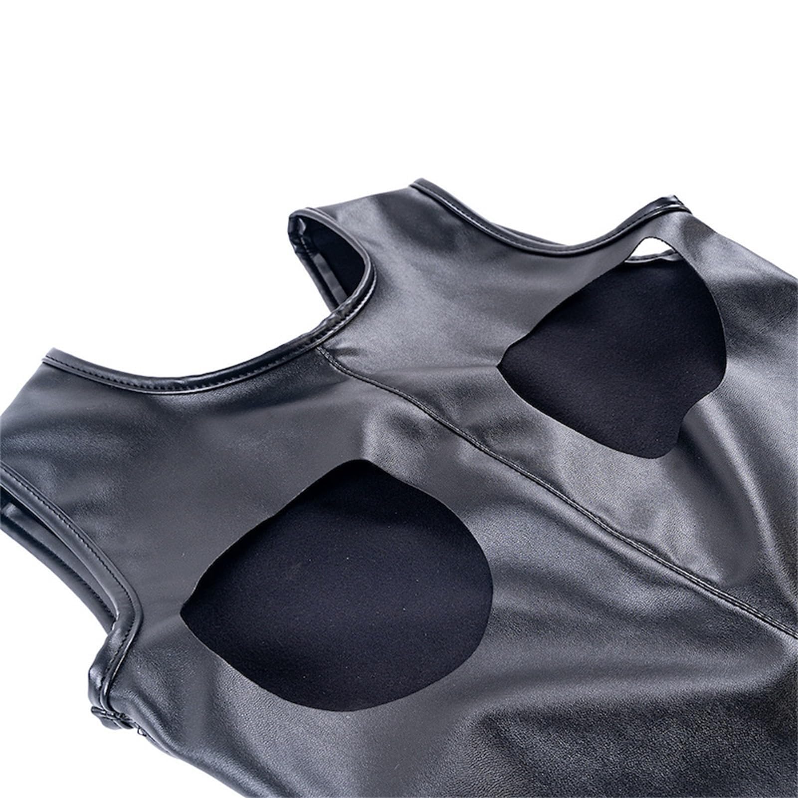Camicia di forza in pelle BDSM da donna, fianchi aperti, senza seno, lingerie erotica, abbigliamento bondage in lattice, giochi di ruolo, giocattoli sessuali for donne e coppie(M)