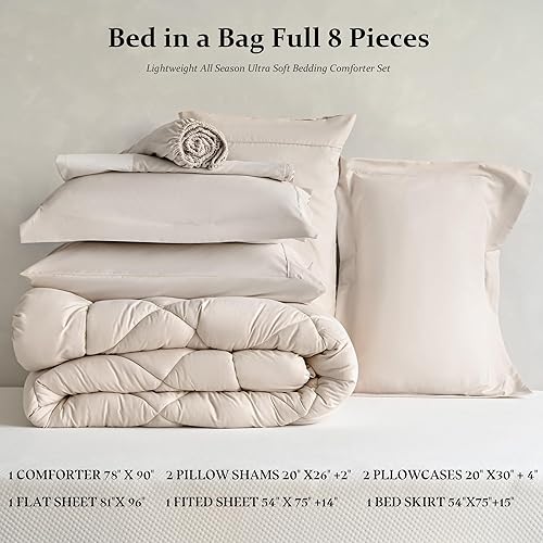 Miniatura 7 de Newspin - Juego de edredón de 8 piezas y tamaño matrimonial, ropa de cama en una bolsa, con edredón y sábanas, fundas de almohada, sábana encimera,