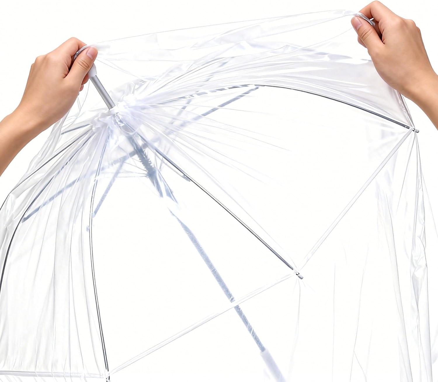 RainPod Transparent Umbrella Rain Cover, Clear PE Material, Full Body Protection with Side Entry Door. - 4 units per set.