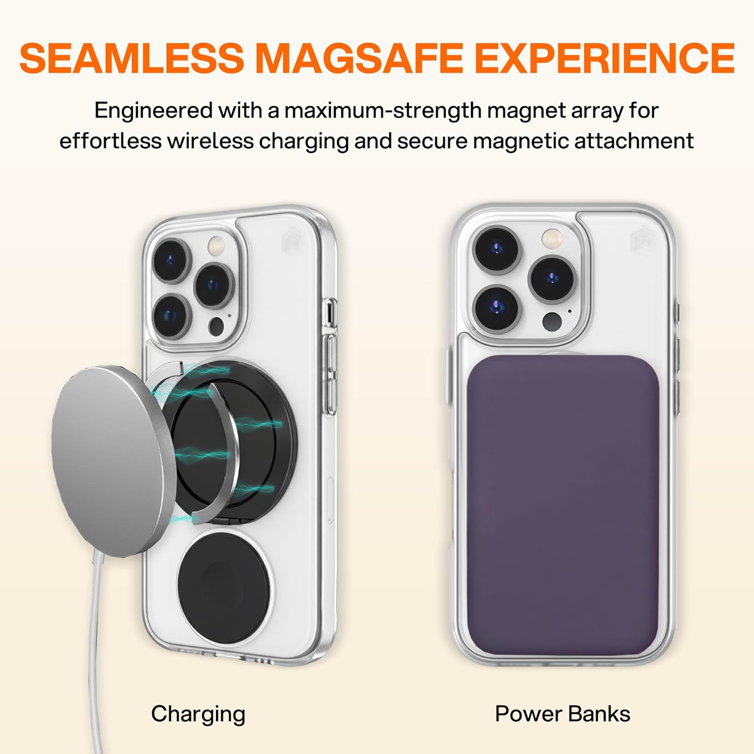 STM Roll Spin MagSafe® Case for iPhone 16 Pro - Designed to Calm Your Mind- Fidget Spinning Disc- Impact Absorbing TPU for Enhanced Drop Protection - Magnetic Ring 360° Kickstand - Clear/Black