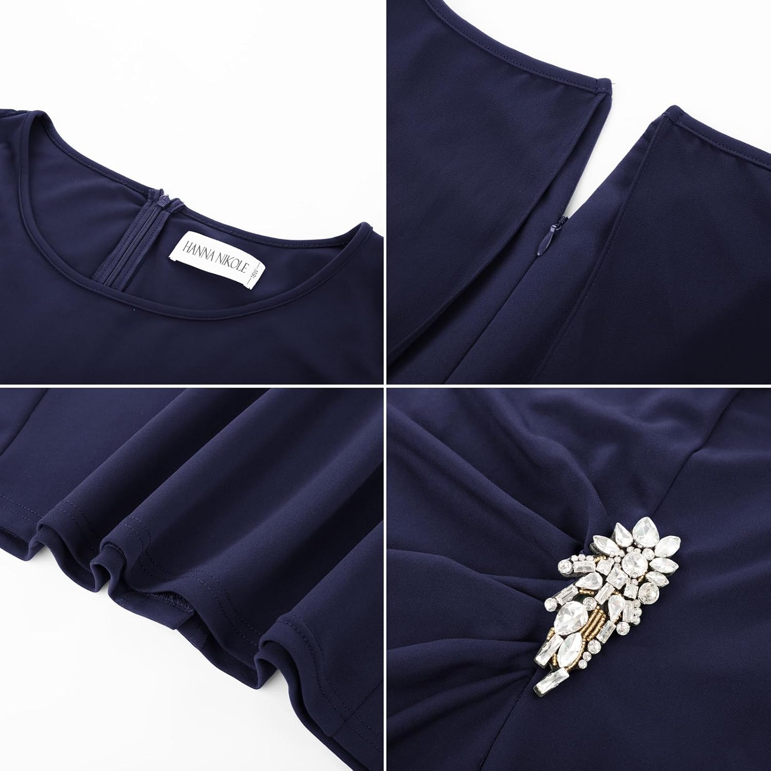 Hanna Nikole Womens Plus Size Chiffon Cape Dress Crew Neck Wedding Guest Dresses Ruched Bodycon Cocktail Pencil Dress