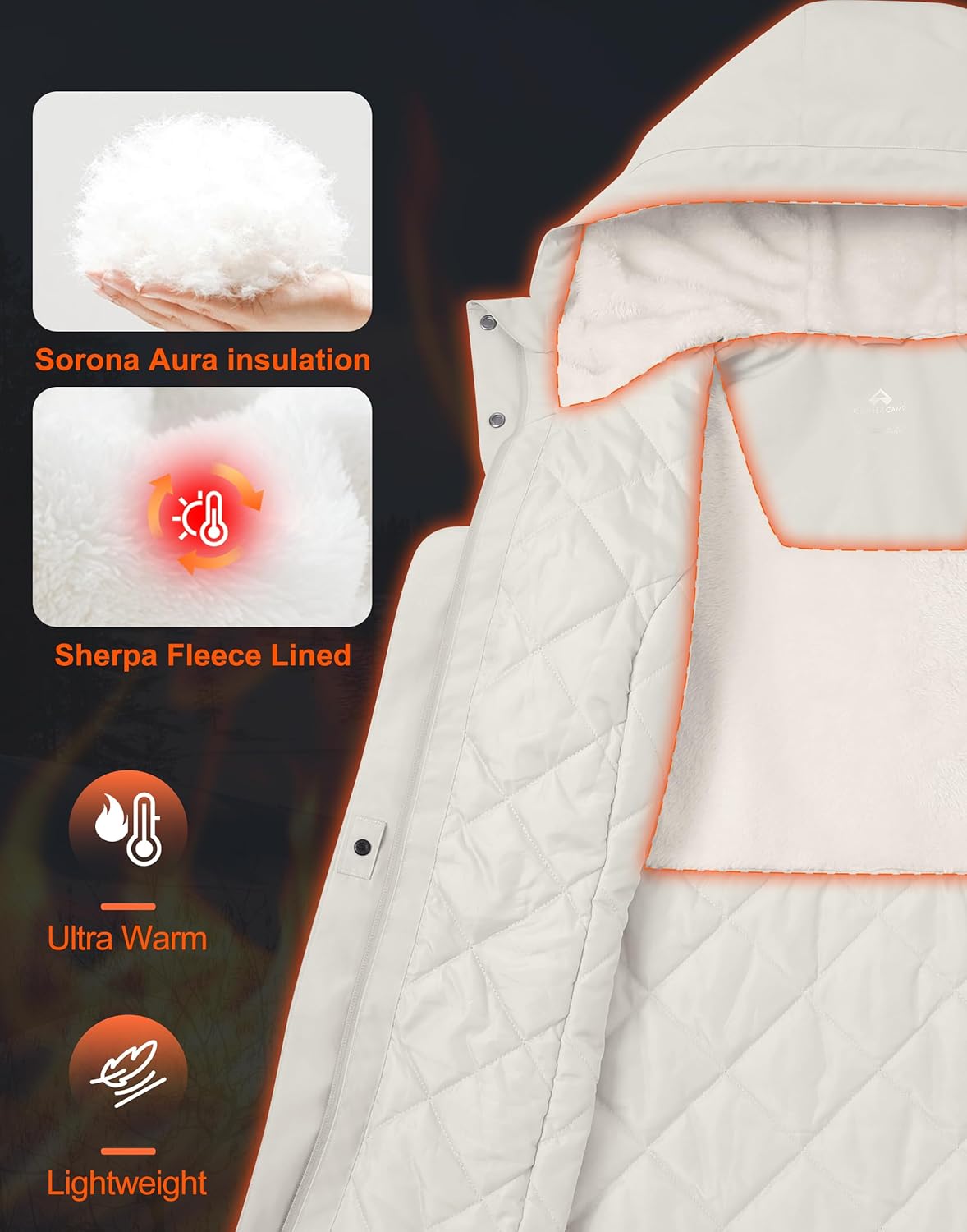 Pioneer Camp Women's Ski Jacket 10000mm Waterproof Warm Insulated Coat Fleece Lined Winter Jacket with Hood & Zip Pockets - Image 5