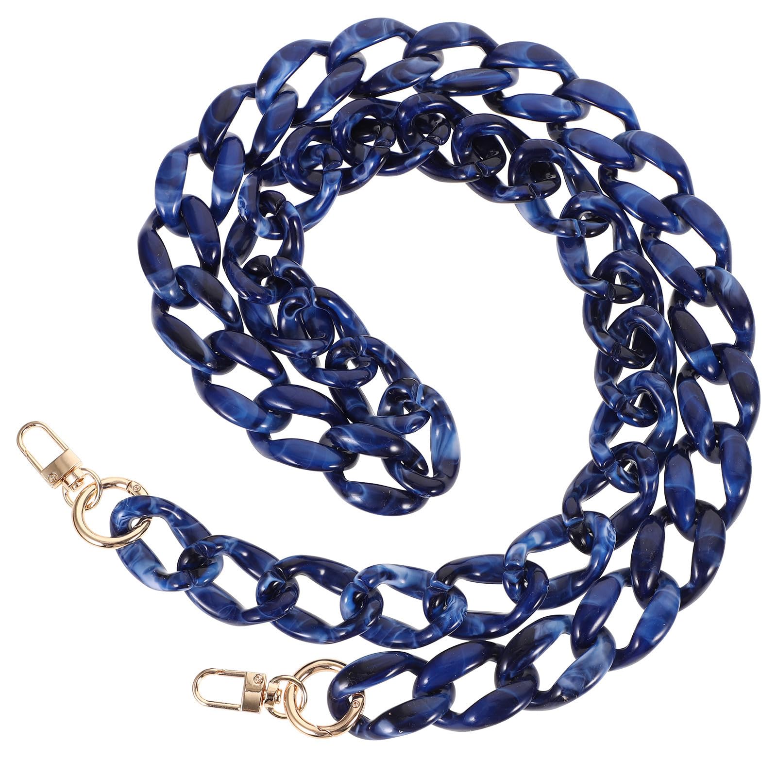 Cadena para bolso de hombro en acrílico azul y diseño de espina de pescado