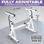 Support de Clavier de Piano Liquid Stands - Support de Musique Ajustable et Portable en Style Z pour Enfants et Adultes - Convient aux Pianos Électriques de 54 à 88 Touches - Support de Clavier Musical Robuste (Blanc)