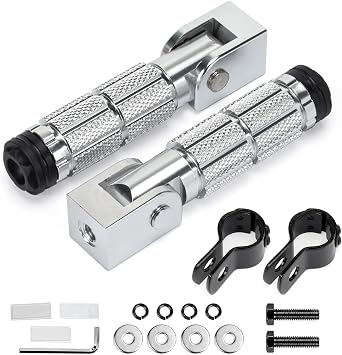 M8 Motorcycle Foot Pegs CNC Upgraded Foldable Footpegs Anti-Skid Footrest for Yamaha Honda Suzuki Aprilia Electric Car Dirt Pit Bike Motorbike Mini Bike Passenger Pedals Silver