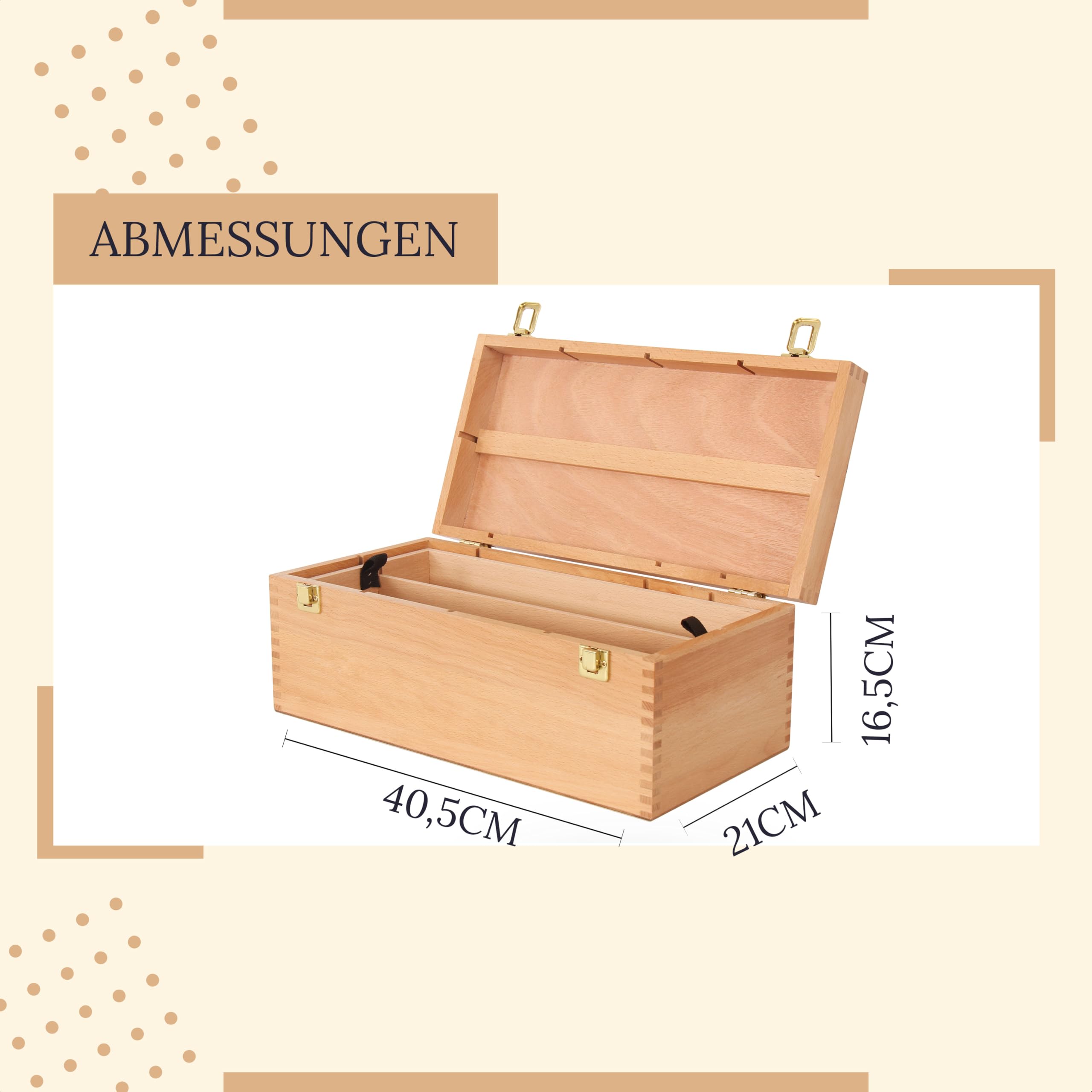 AYOO Malkoffer, Malbox, Malkoffer, Utensellierkoffer, Zeichenkoffer, Pinselbox, Zeichenbox, Kiefernholz