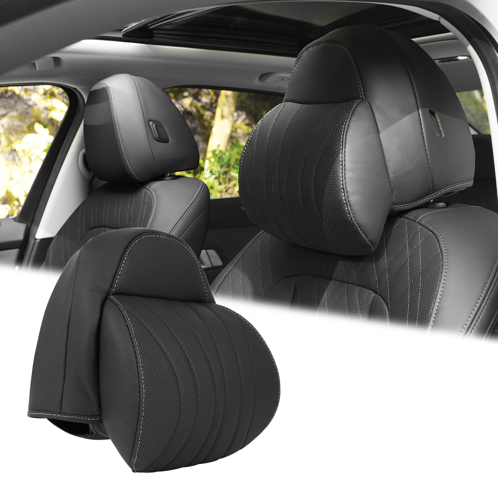 HEYOOA 1-Pack Auto Nackenkissen, Weichheit Auto Kopfstütze Kissen zum Fahren kompatibel mit BMW i3 edrive 2014-2021 & BMW X3 xDrive 2018-2024, atmungsaktiver Nackenkissen, Schwarz