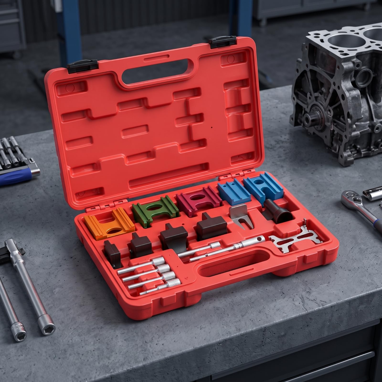 Harilla Strumenti Fasatura con Custodia Completo | Kit di fasatura riallineamento motore Cinghia di Distribuzione, Resistente Corrosione, Utensili, per Officina