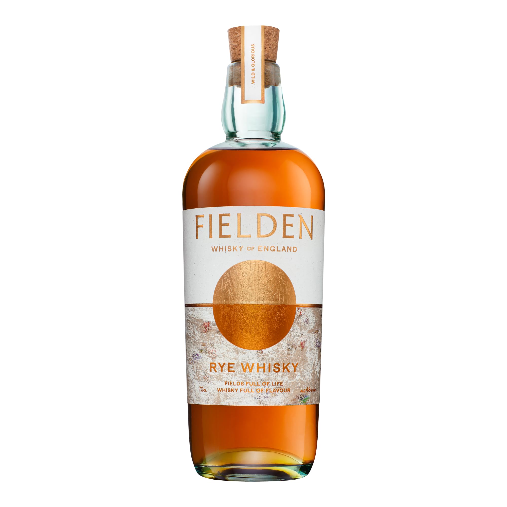 Fielden Rye Whisky - Heritage Grain Perfection, English Craftsmanship, Small Batch Distilled, Robust and Complex English Whisky - Buttery and Caramel Tones - 48% ABV, 1 x 70cl Handcrafted Glass Bottle