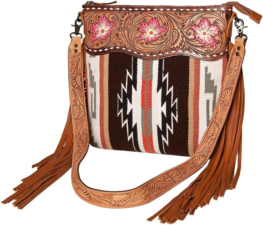 American Darling Signature Crossbody Hand Tooled Saddle Blanket Genuine Leather Women Bag Western Handbag Purse