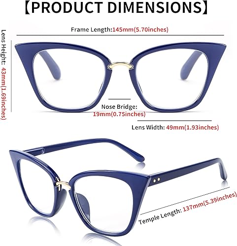 Miniatura 6 de FEISEDY Gafas de lectura de gran tamaño para mujer, diseño de ojo de gato, para lectura con marco de moda, B4072