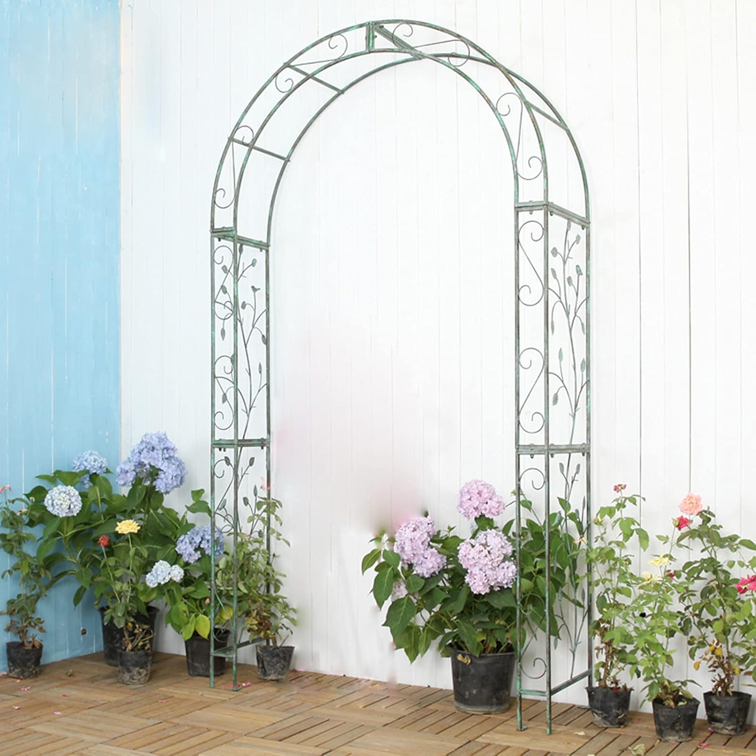 Garden Arch Rose Arches,Metal Climbing Aid Trellis Archway for Climbing Plants,Weatherproof Wedding Arch,Gazebo,Pergola Outdoor Decoration,Garden Lawn Backyard Terrace,121.5x40x220 Cm