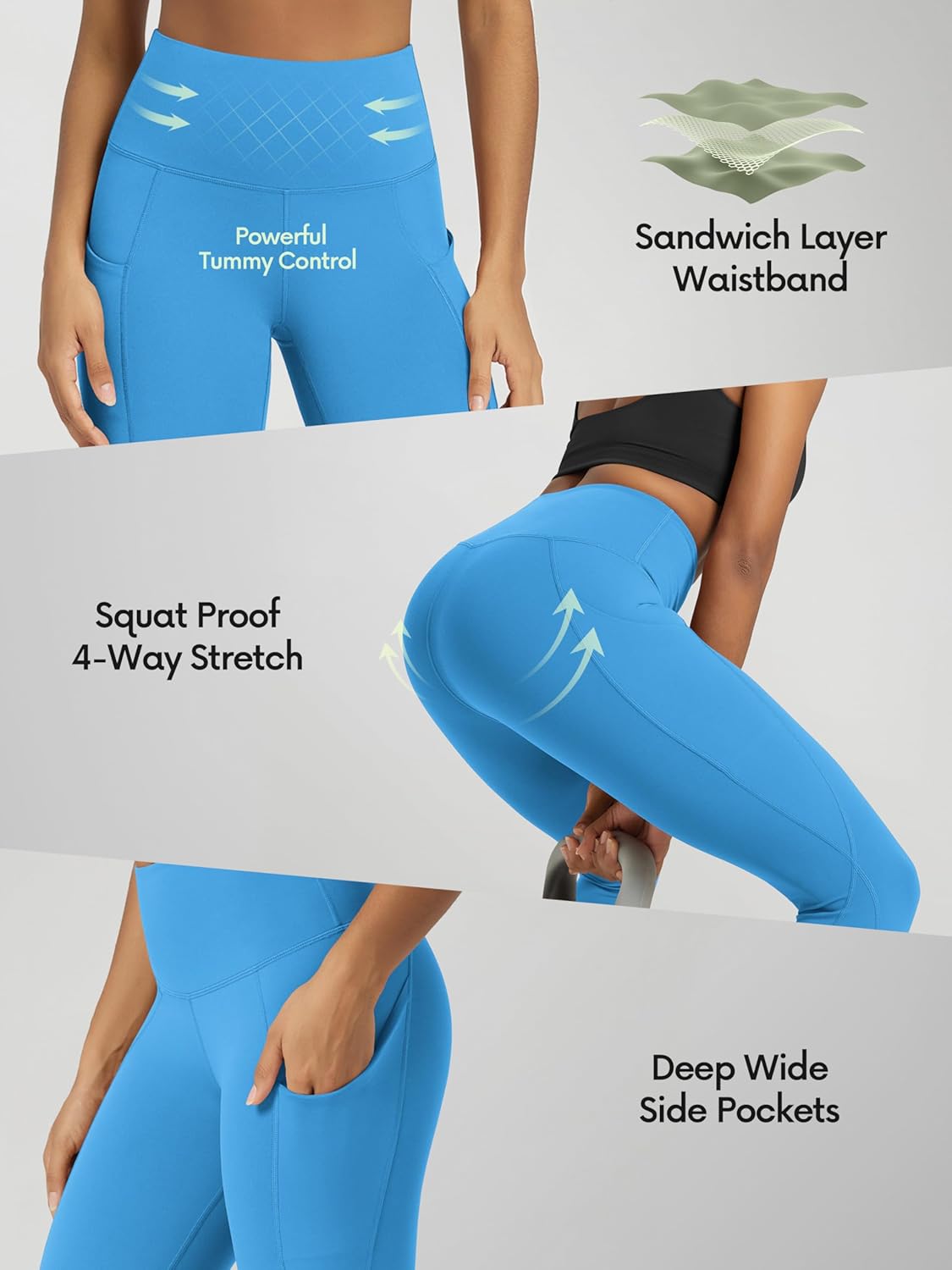 ODODOS Women's High Waisted Yoga Capris with Pockets, Tummy Control Non See Through Workout Athletic Running Capri Leggings - Image 5